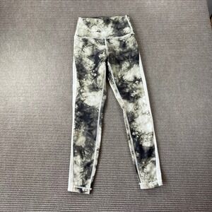 Thrive Societe Womens XS Tie Dye High Rise Leggings Olive Green Black Mesh Panel